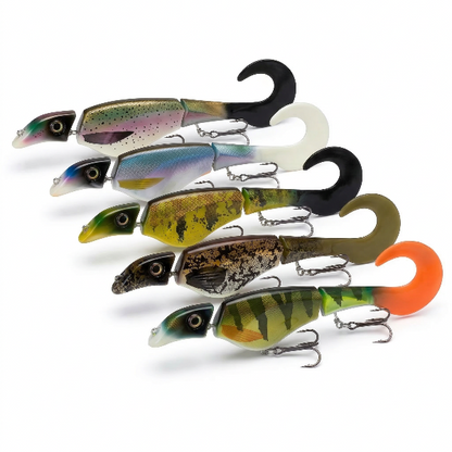 Set of colorful fishing lures on a white background