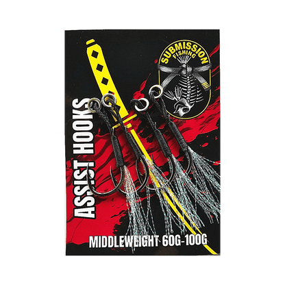 Submission Fishing Co. Assist Hooks | BKK Hooks | UV Tassels | 5 Sizes | Slow Pitch Jigging | Saltwater