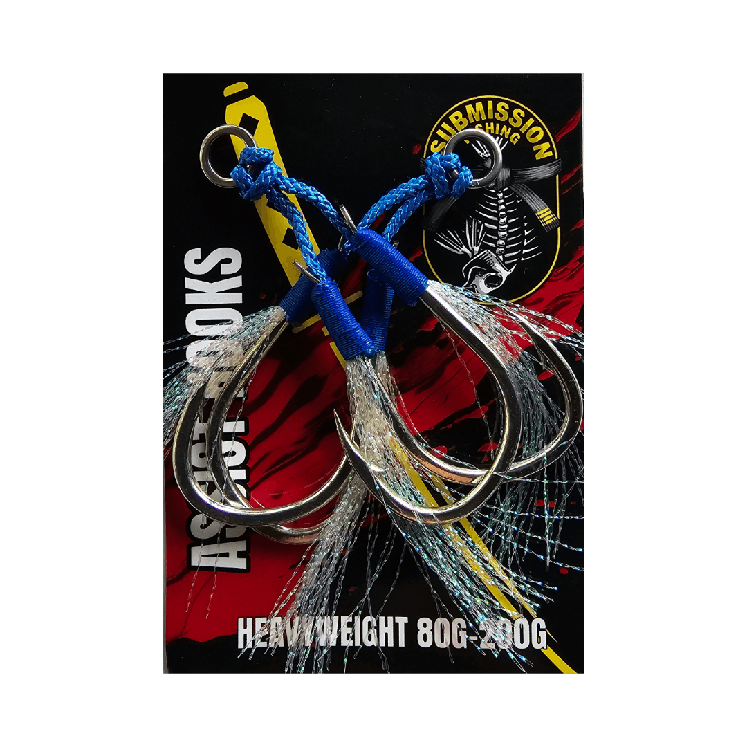 Submission Fishing Co. Assist Hooks | BKK Hooks | UV Tassels | 5 Sizes | Slow Pitch Jigging | Saltwater
