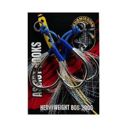 Submission Fishing Co. Assist Hooks | BKK Hooks | UV Tassels | 5 Sizes | Slow Pitch Jigging | Saltwater