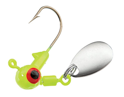 Round Ball Jig Heads | Bronze Hook | Painted Head | Pink & Chartreuse | 5-Pack | Panfish, Crappie & Bass