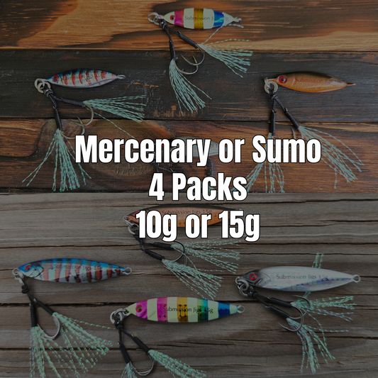 Submission Fishing Co. Micro Sumo & Mercenary 4-Pack | Slow Pitch Jig | 10g & 15g | Two Profiles | Save 10%