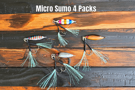 Submission Fishing Co. Micro Sumo Slow Pitch Jig | 4-Pack | 10g & 15g | 4 Colors | Bass, Trout & Inshore