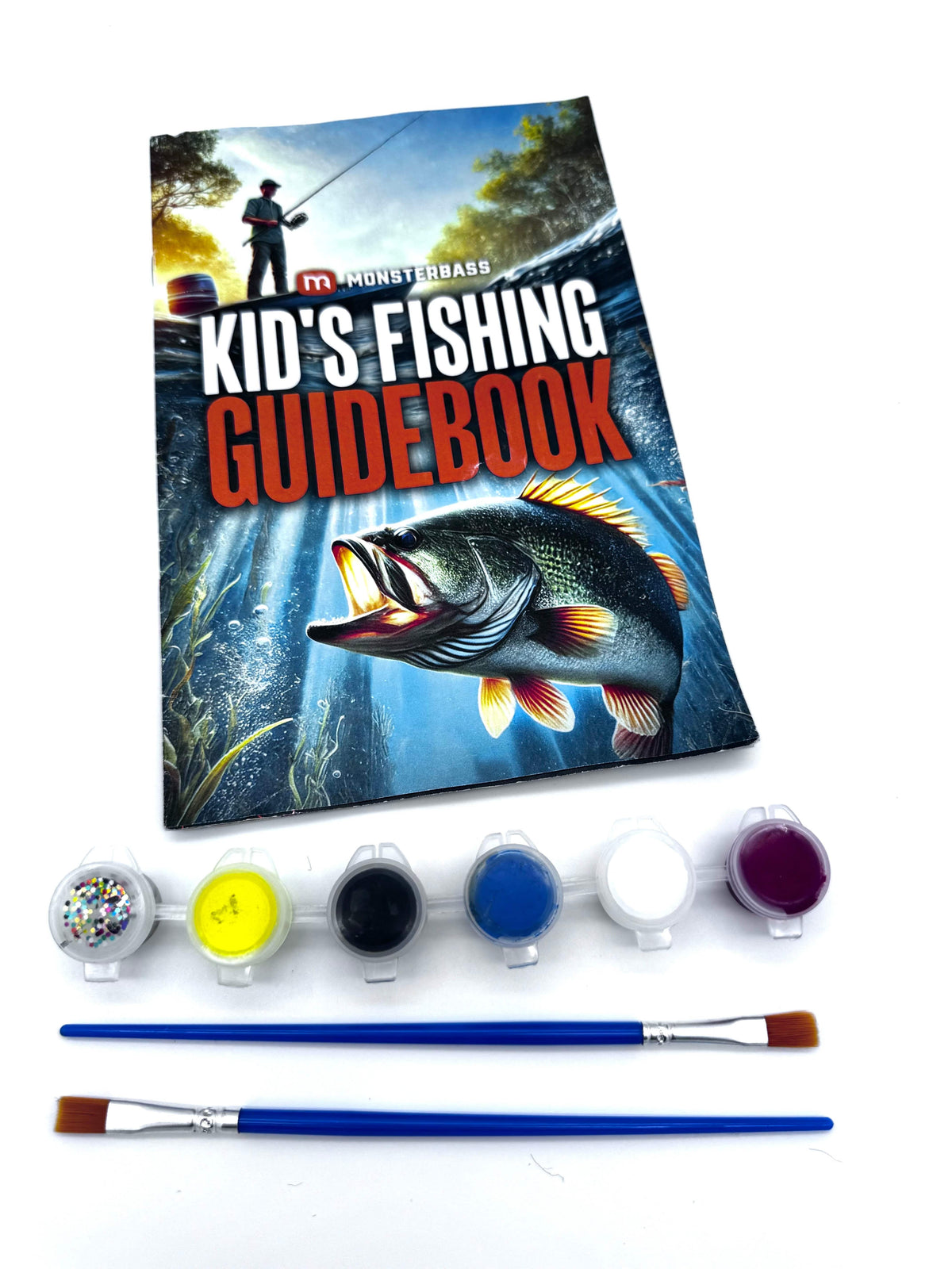 MONSTERBASS Kids Create a Bait Fishing Kit | Paint 3 Custom Lures | Beginner Fishing Kit | Activity Guidebook | Fun Size & Super Fun Size