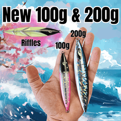 Submission Fishing Co. Javelin Slow Pitch Jig | Ribbed Armor Profile | Glow | 100g & 200g | 2 Colors | Mid-Depth Offshore