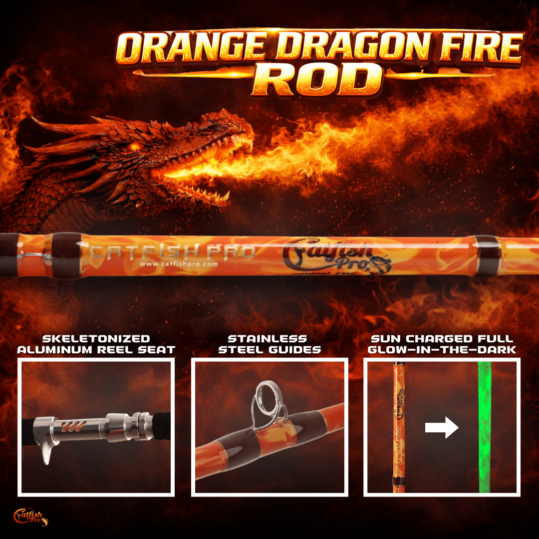 Catfish Pro Orange Dragon Fire Casting Glow Rod | 7'6"