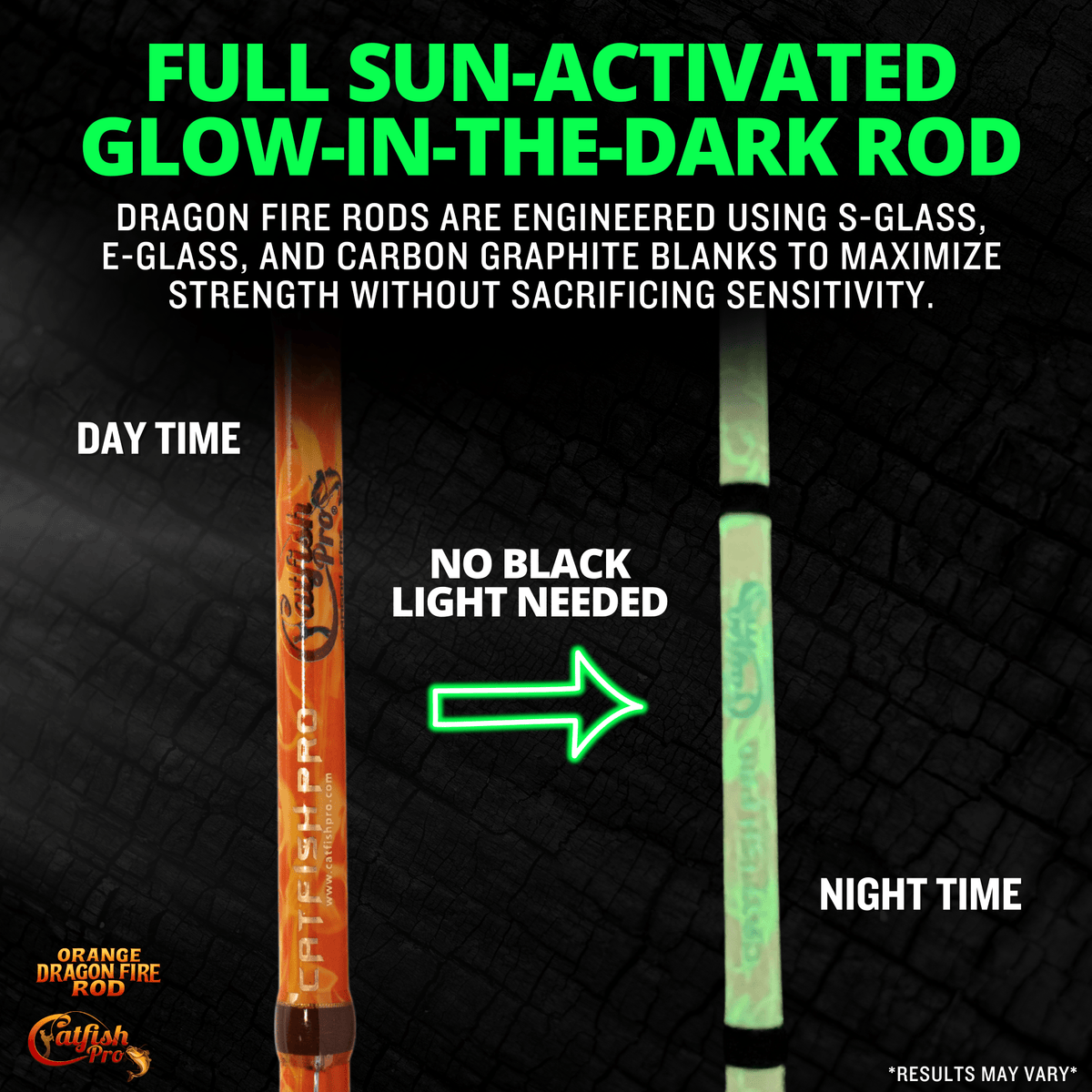 Catfish Pro Orange Dragon Fire Casting Glow Rod | 7'6"