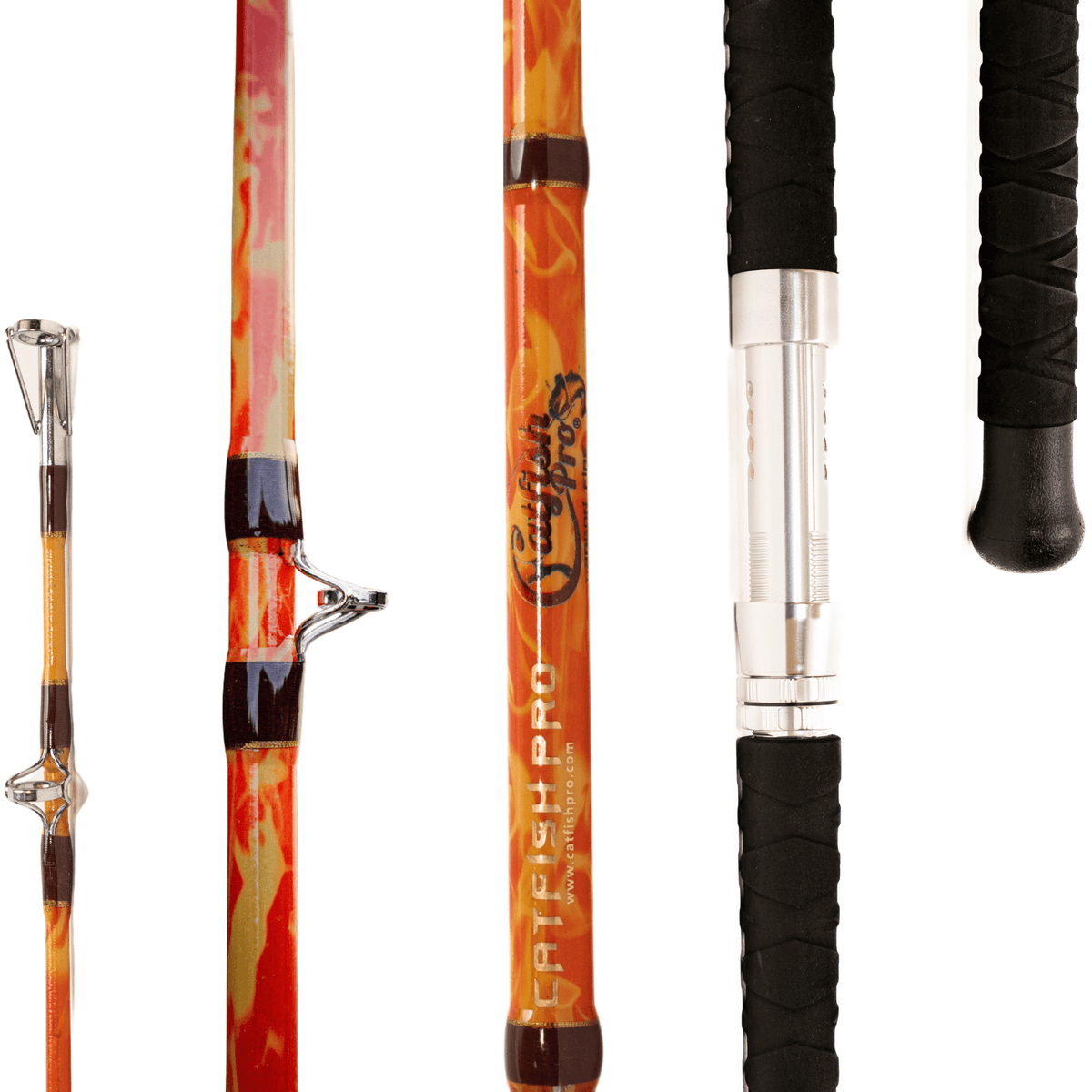 Catfish Pro Orange Dragon Fire Spinning Glow Rod | 7'6"