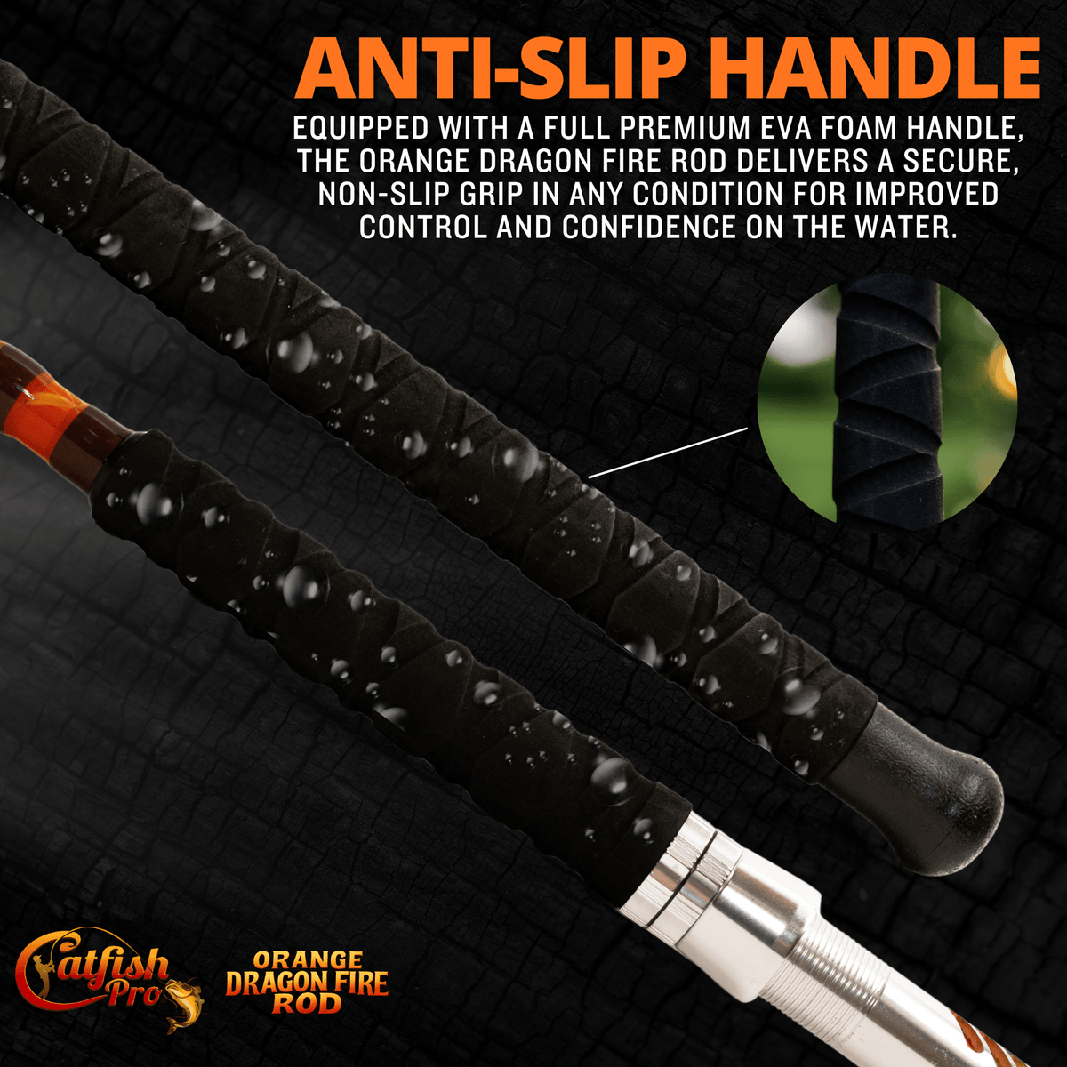 Catfish Pro Orange Dragon Fire Casting Glow Rod | 7'6"
