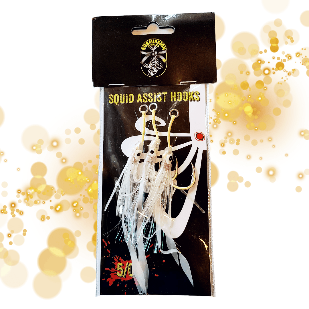 Submission Fishing Co. Squid Assist Hooks | Glow-in-the-Dark Huchi | 5/0 & 10/0 | Pack of 3 | Slow Pitch Jigging