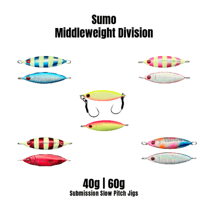 Submission Fishing Co. Sumo Slow Pitch Jig | Two-Face Rigging | Leaf Wobble | 40g & 60g | 5 Colors