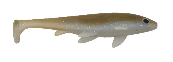 Fishing lure resembling a shark on a white background