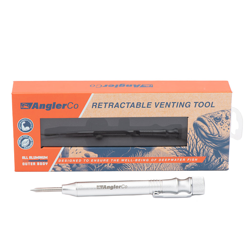 AnglerCo Retractable Venting Tool | Stainless Steel Needle | Barotrauma Relief | Reef Fish Catch-and-Release