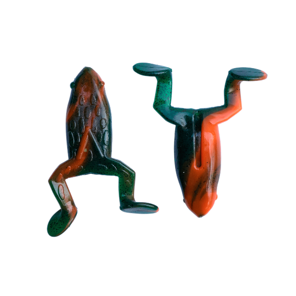 Two ceramic frog-shaped wall hooks on a transparent background
