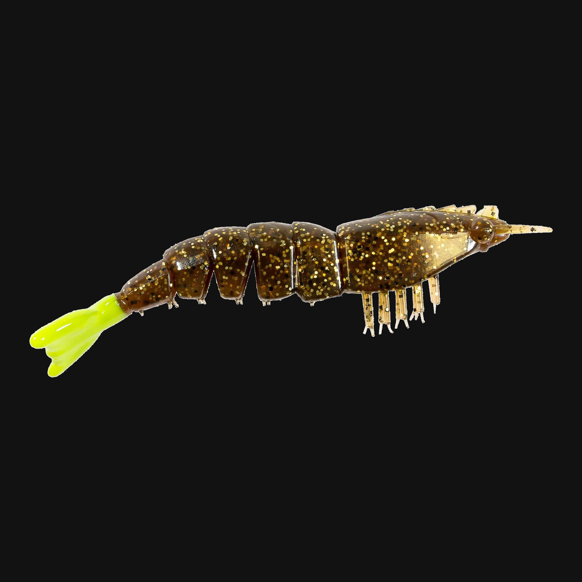 Z-Man EZ ShrimpZ Unrigged 3.5-inch shrimp bait in Rootbeer/Chartreuse Tail