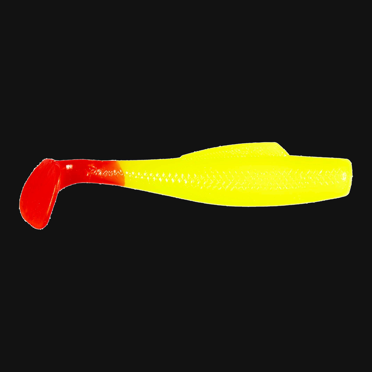 Z-Man MinnowZ in Chartreuse/Red Tail, paddle tail swimbait