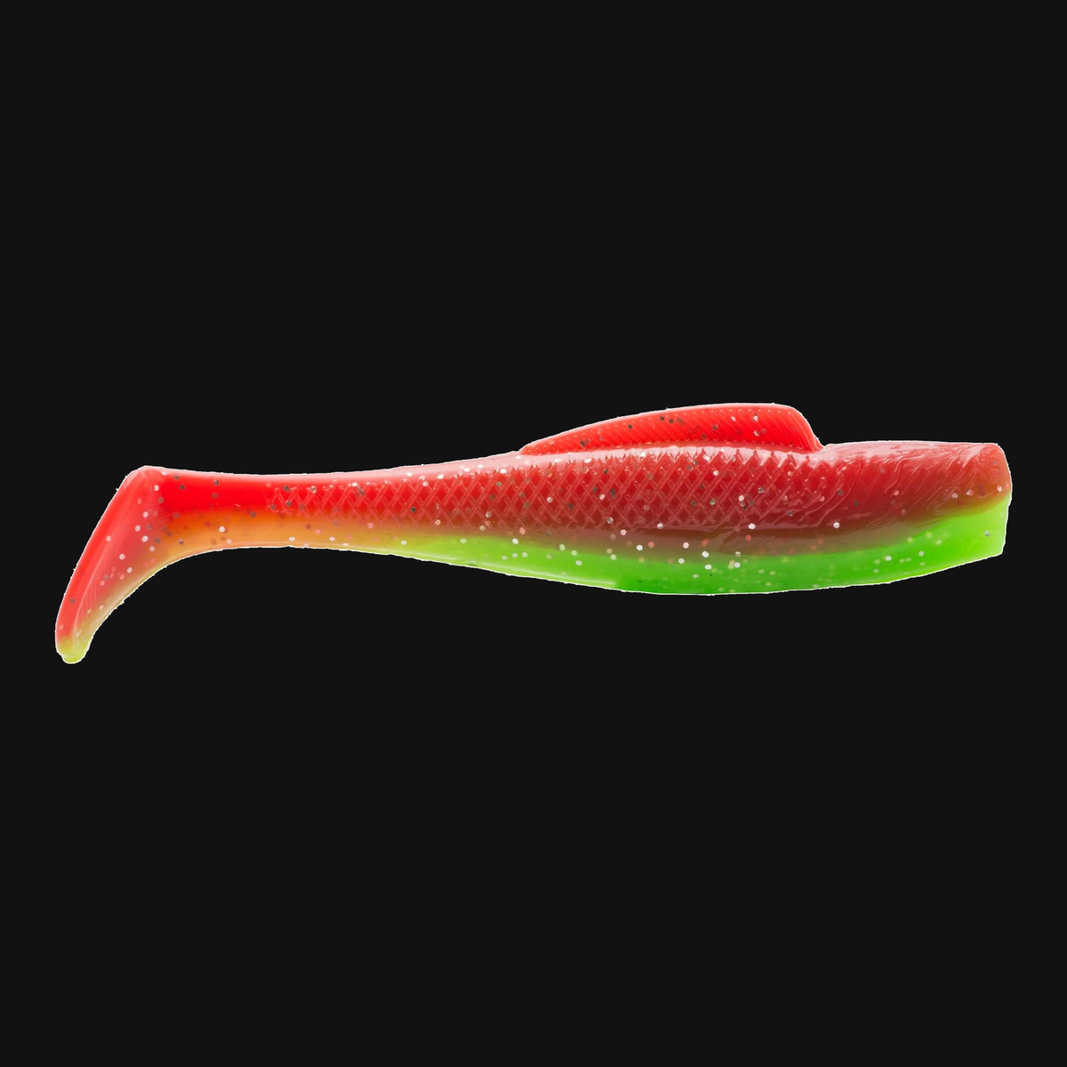 Z-Man MinnowZ in Nuked Chicken Glow, paddle tail swimbait